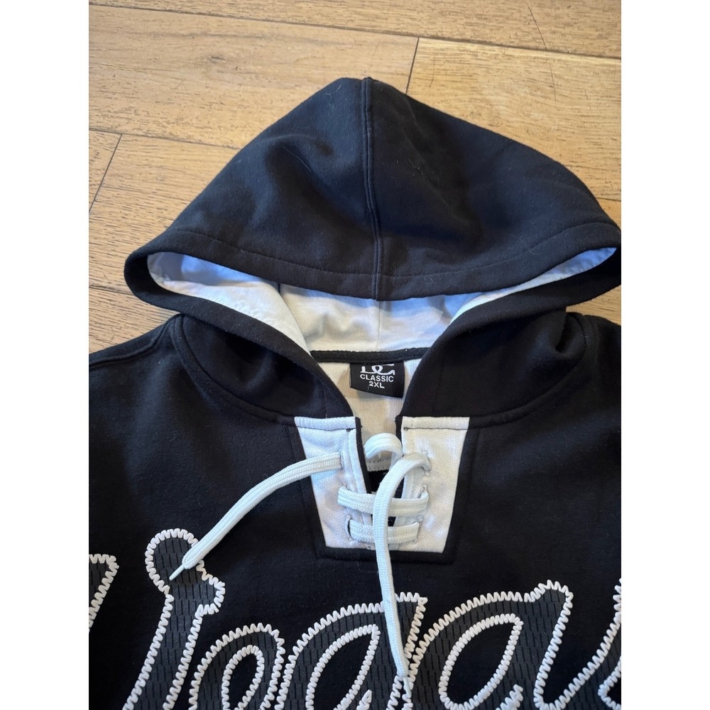 DC Classic Vegas USA Hockey Lace Up Hoodie Pullover Black White Mens 2XL (1244)